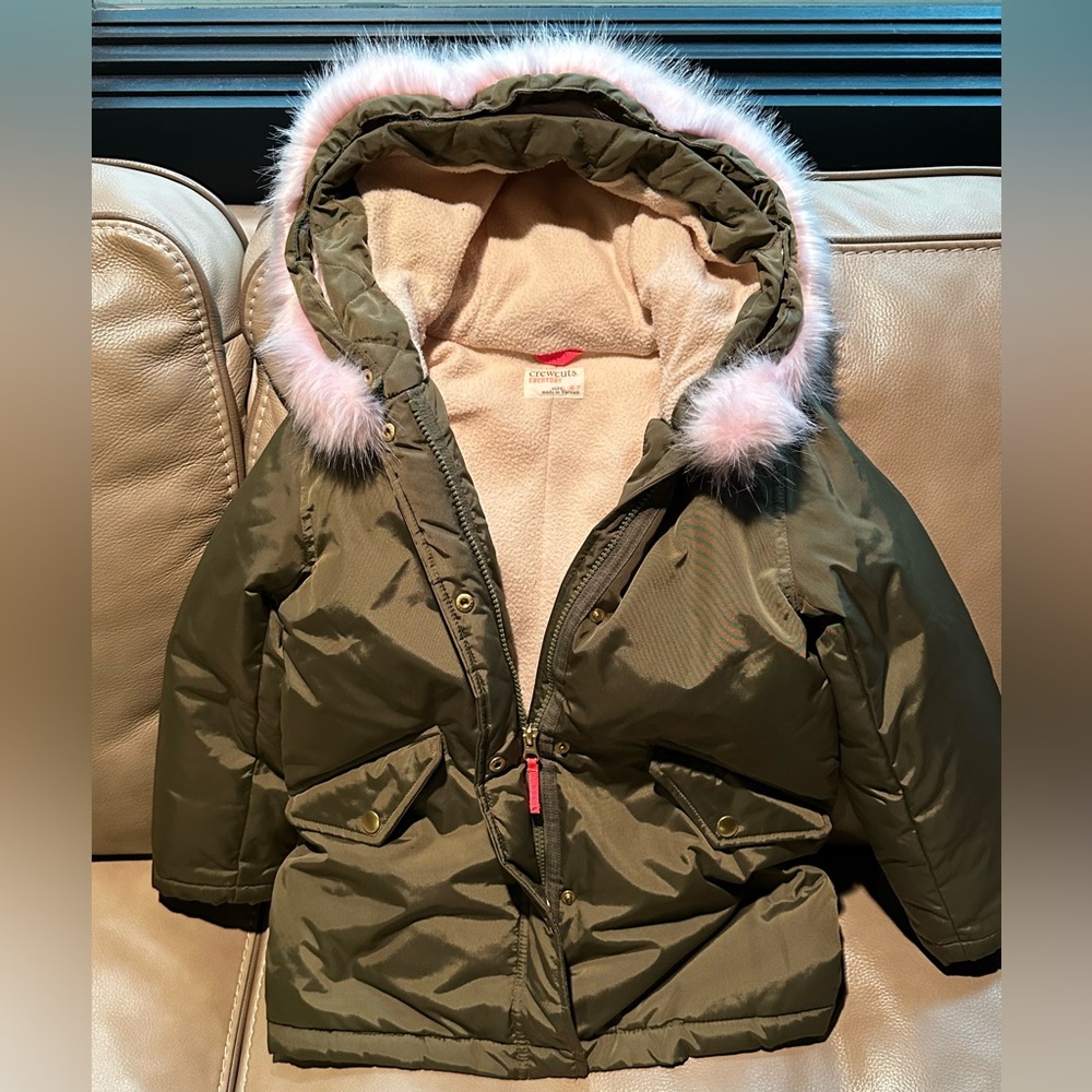 J.Crew Crewcuts Girls Parka Coat, Fleece Lined throughout Size 6-7